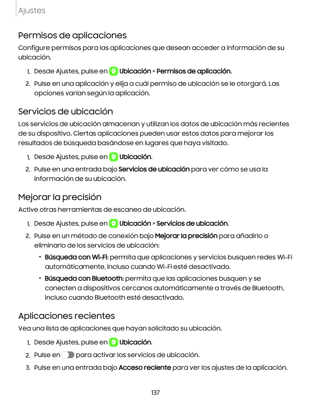 Permisos de aplicaciones Servicios de ubicación