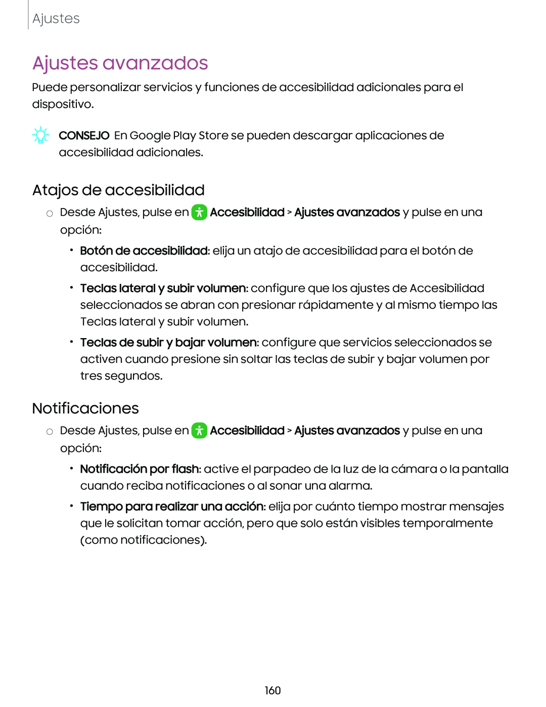 Atajos de accesibilidad Notificaciones