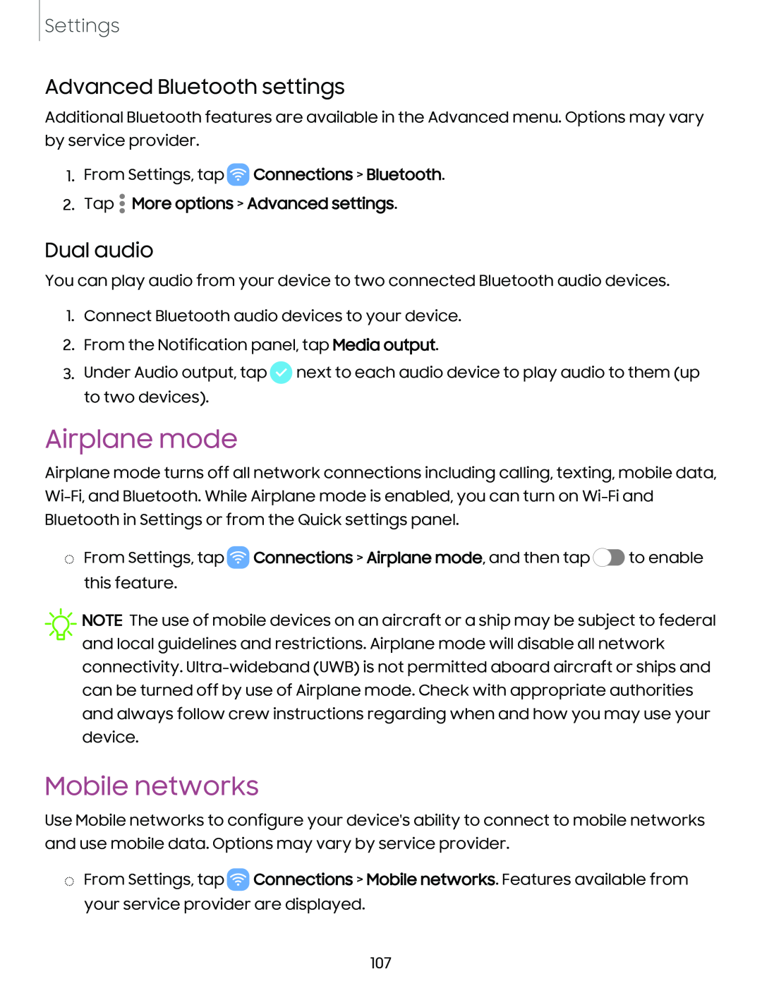 Advanced Bluetooth settings Dual audio