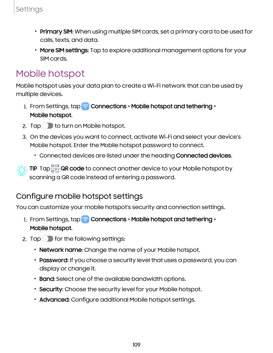 Configure mobile hotspot settings Mobile hotspot