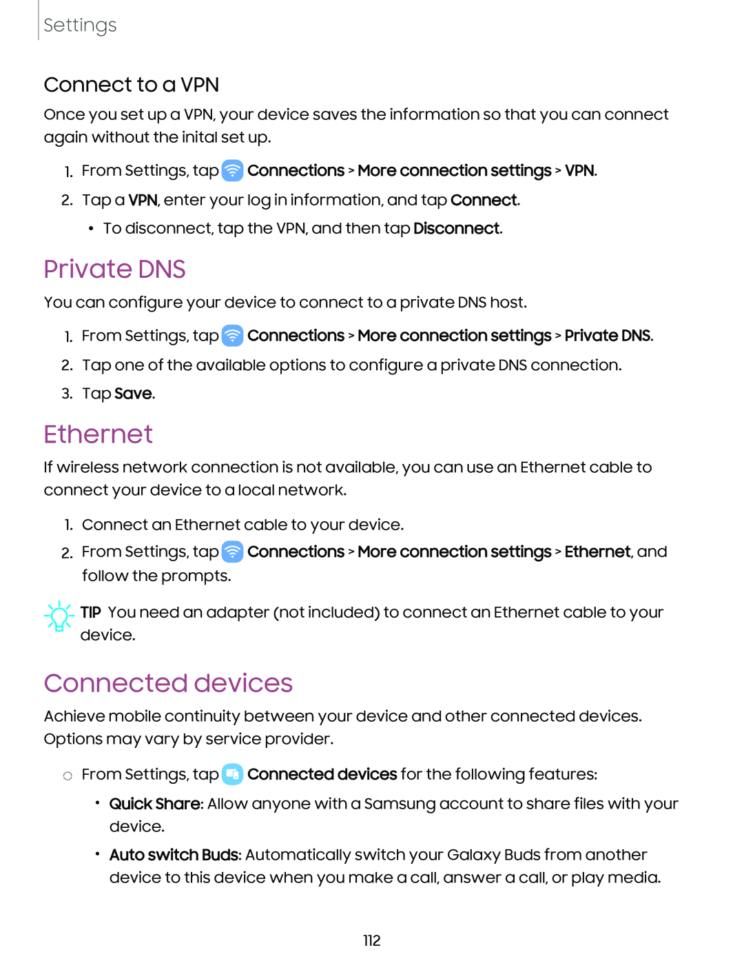 Connect to a VPN Galaxy Tab S9+ AT&T