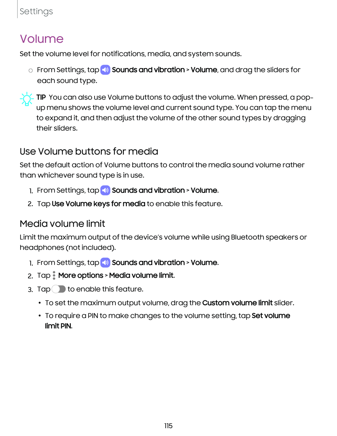 Media volume limit Galaxy Tab S9+ AT&T