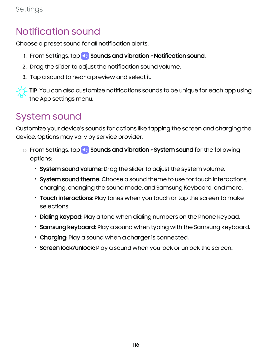 System sound Galaxy Tab S9+ AT&T