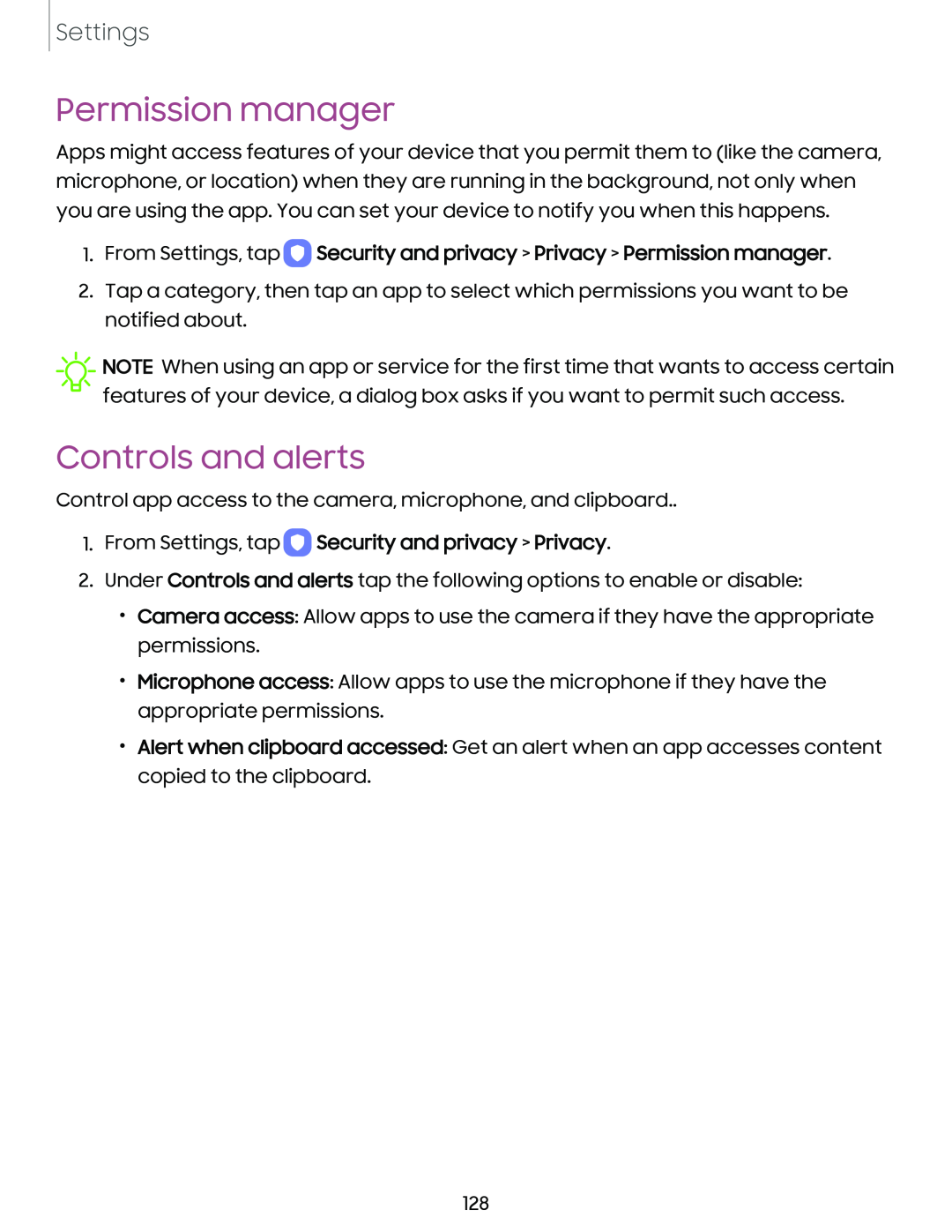 Controls and alerts Galaxy Tab S9+ AT&T