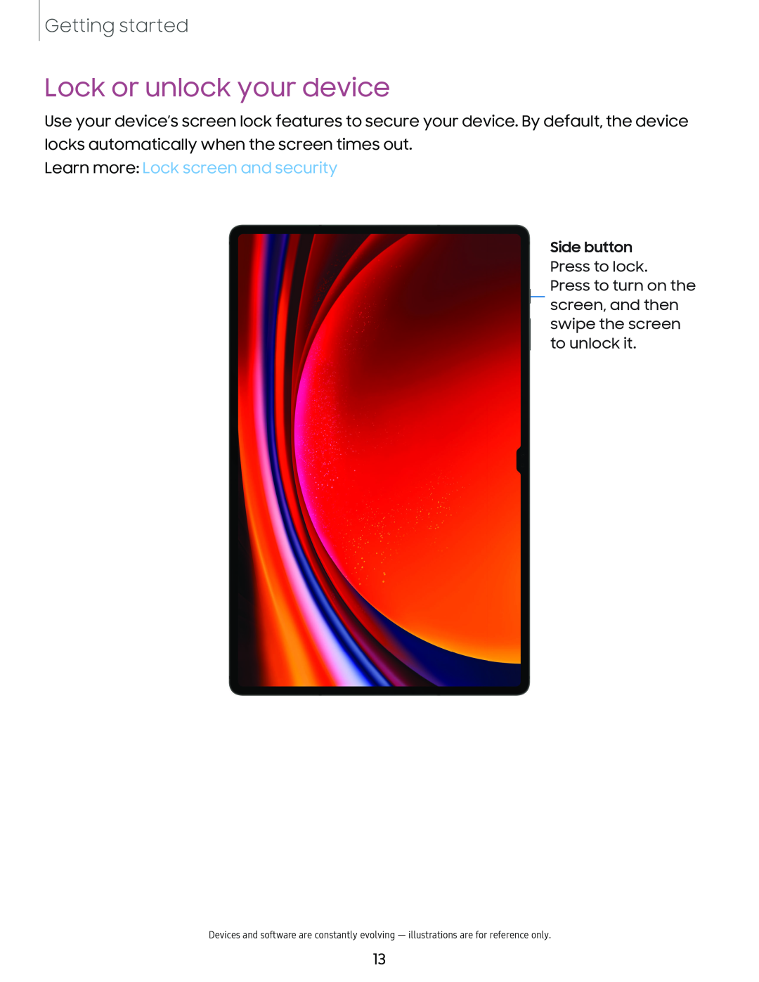 Lock or unlock your device Galaxy Tab S9+ AT&T