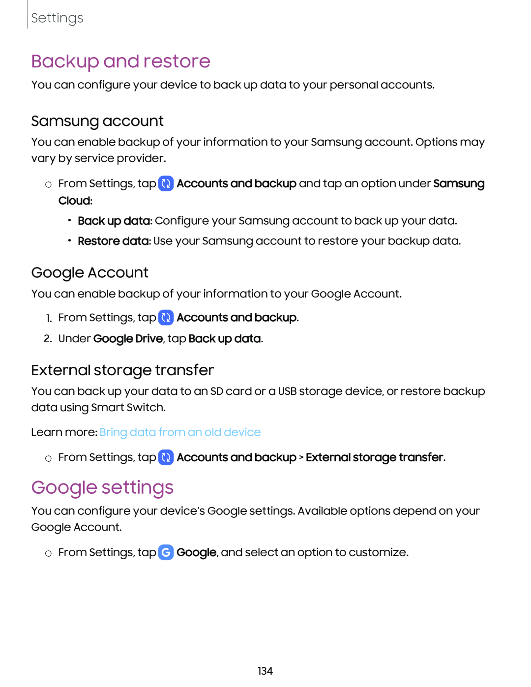 Google settings Galaxy Tab S9+ AT&T