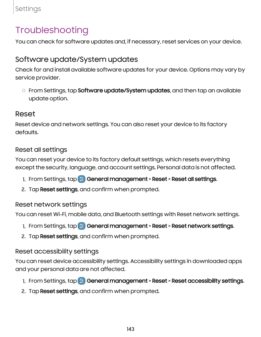 Reset accessibility settings Galaxy Tab S9+ AT&T