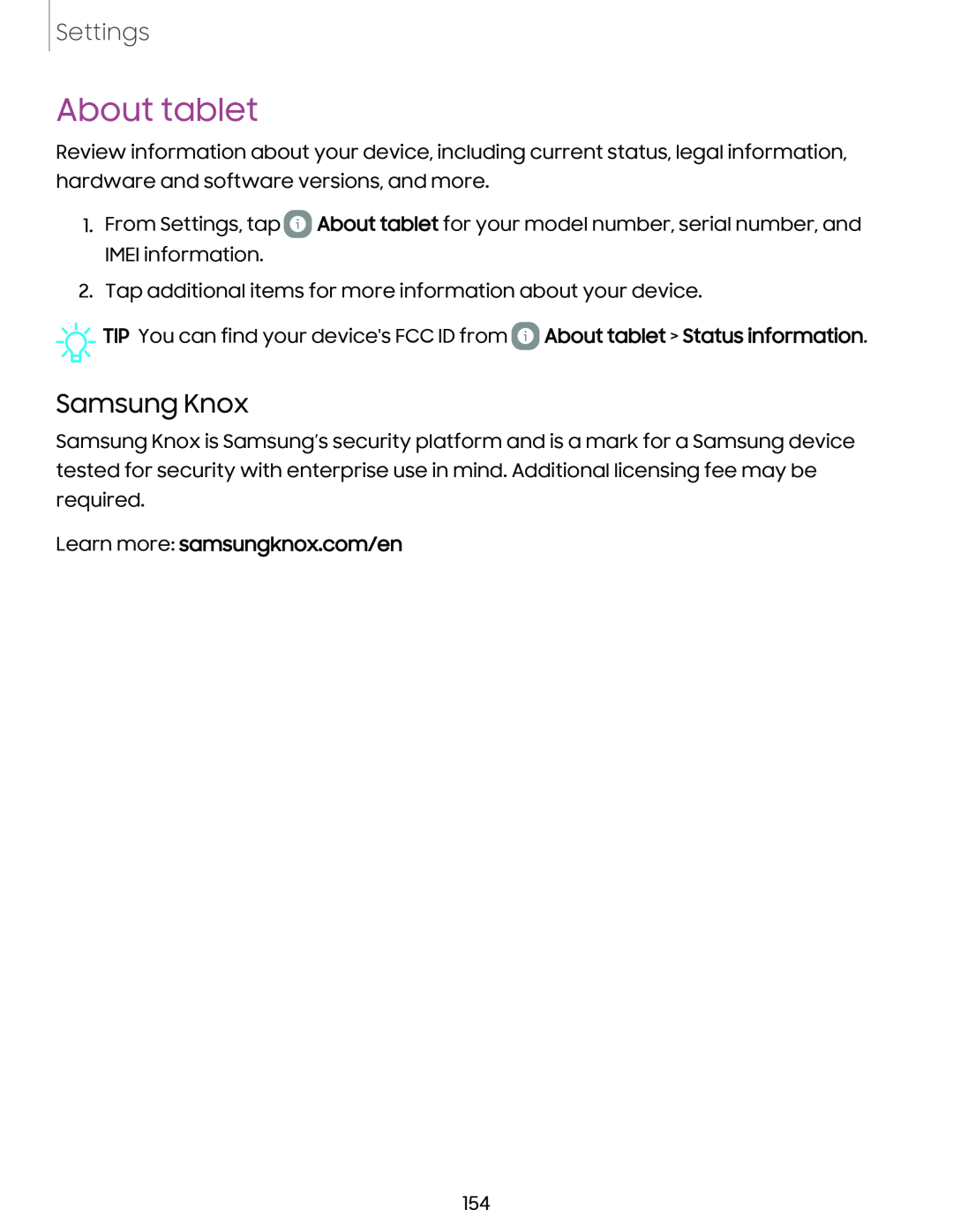 Samsung Knox About tablet