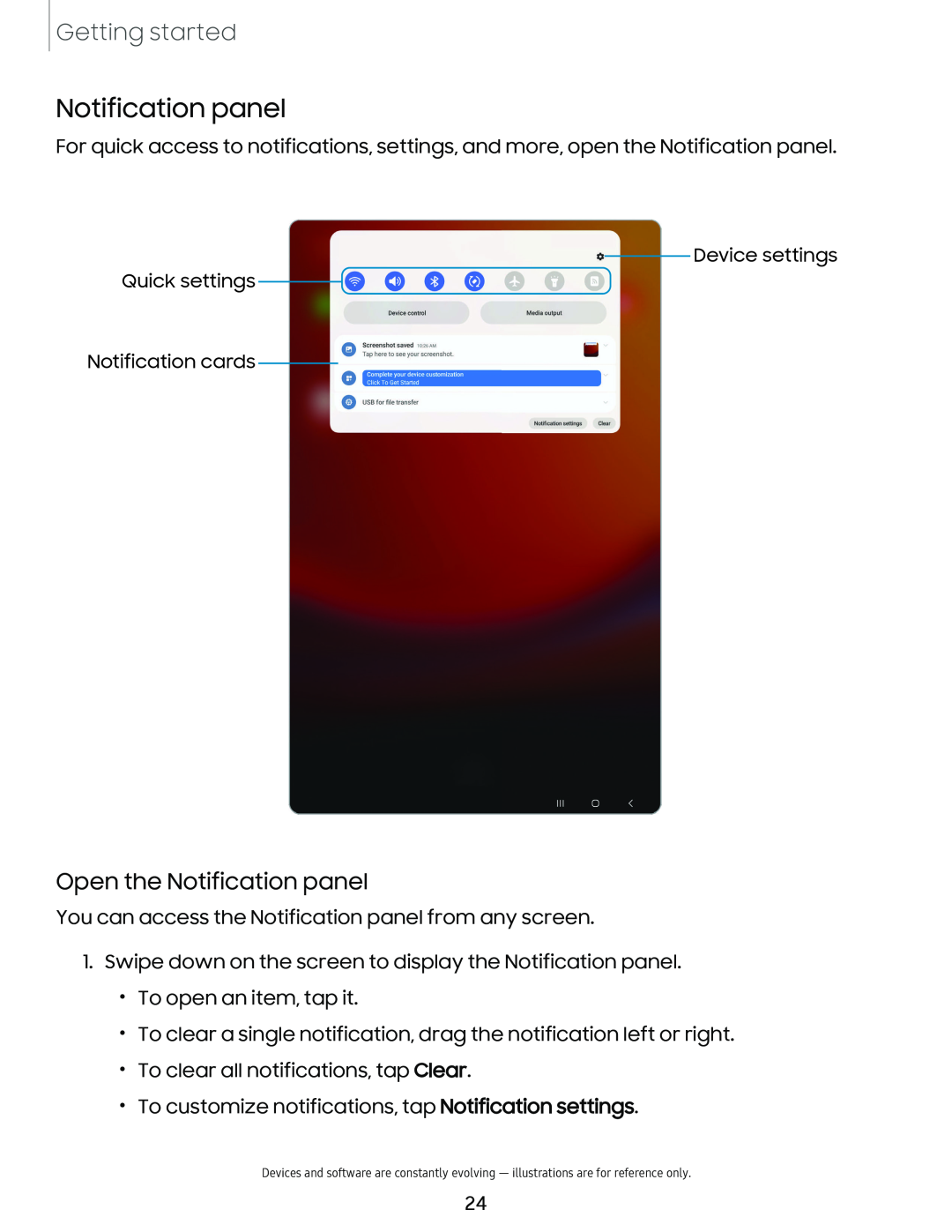 Notification panel Galaxy Tab S9+ AT&T