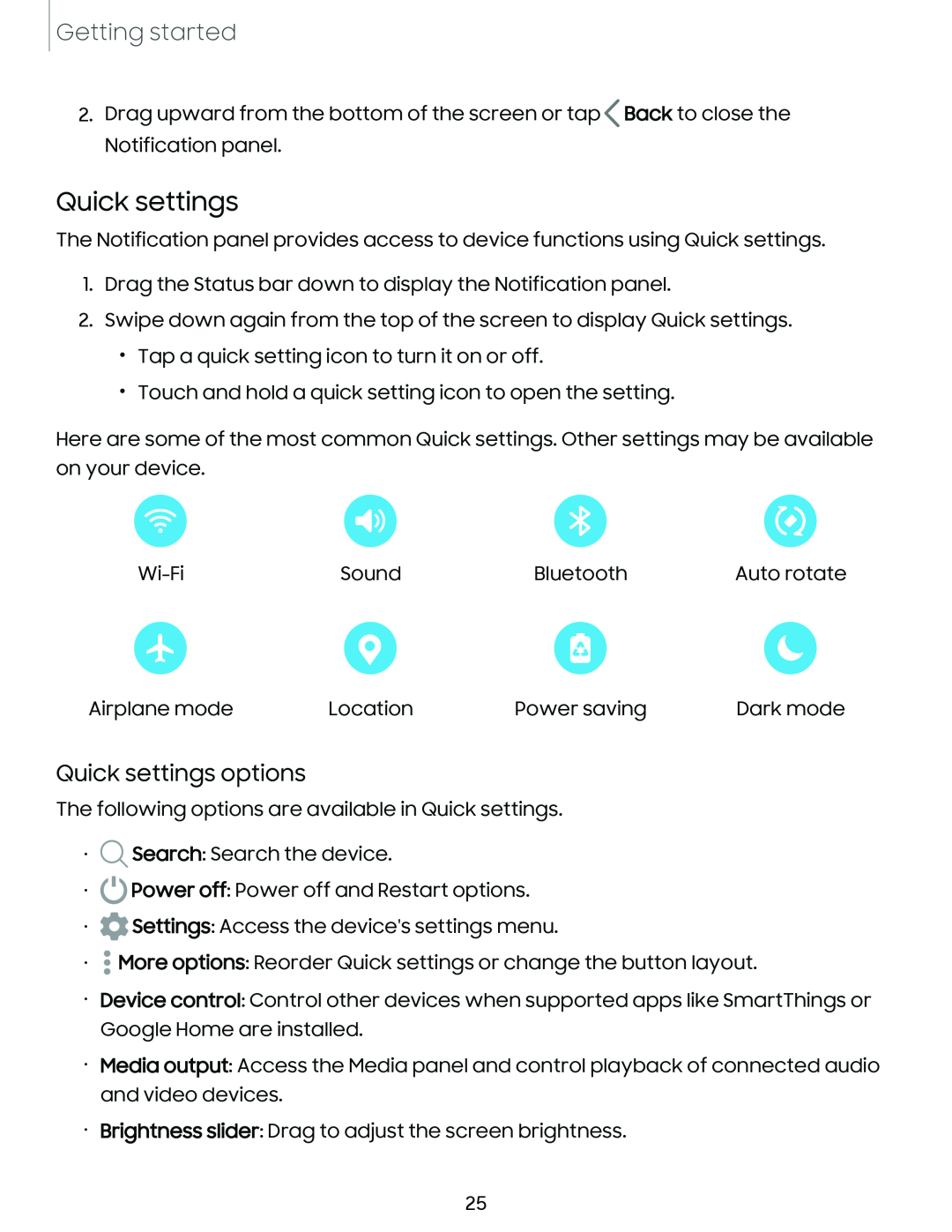 Quick settings Galaxy Tab S9+ AT&T