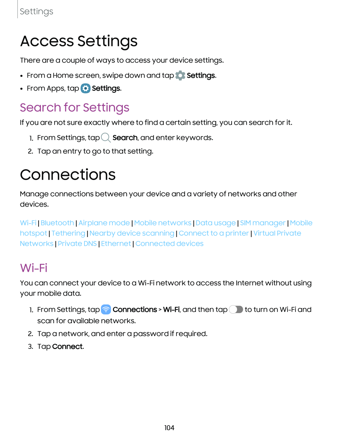 Access Settings Galaxy Tab S9+ Charter