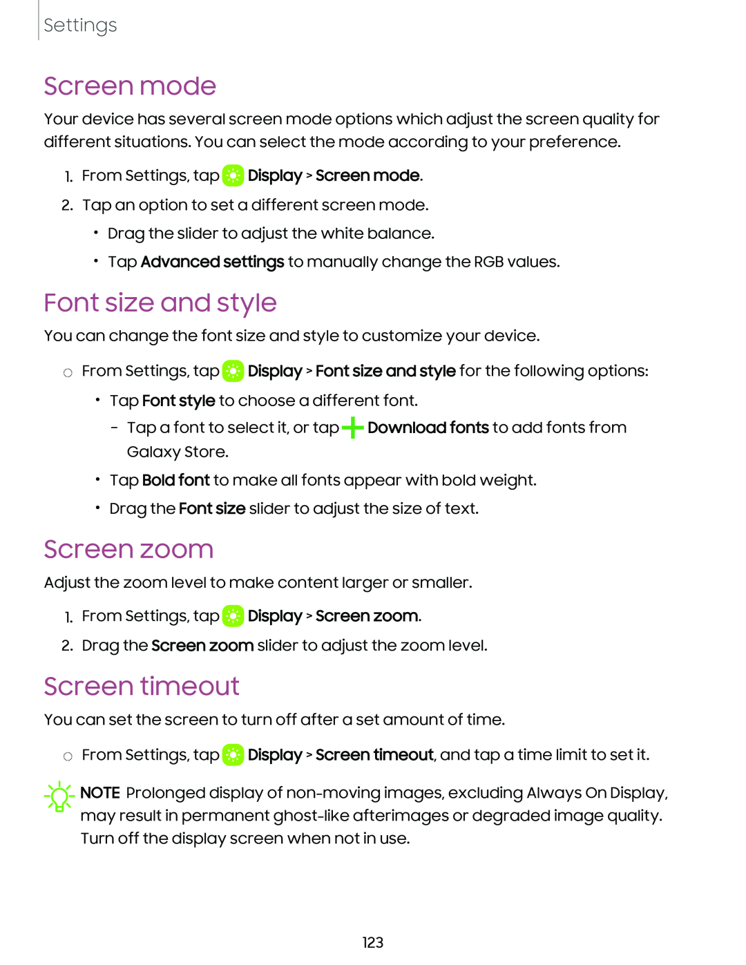 Font size and style Galaxy Tab S9+ Charter