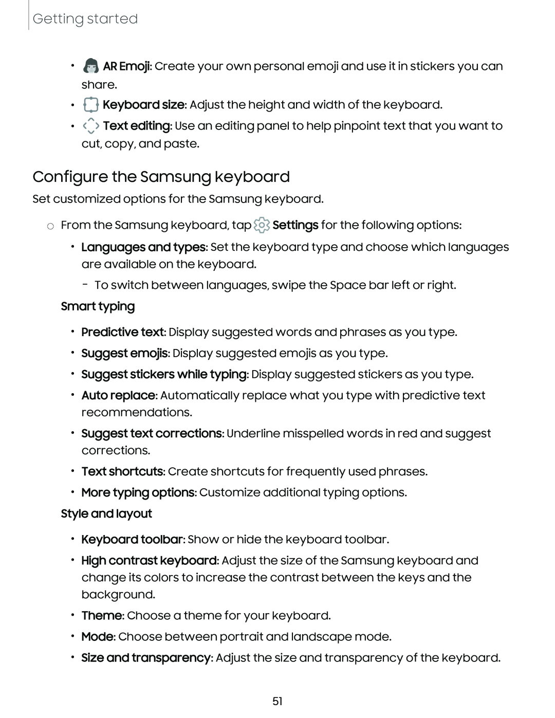 Configure the Samsung keyboard