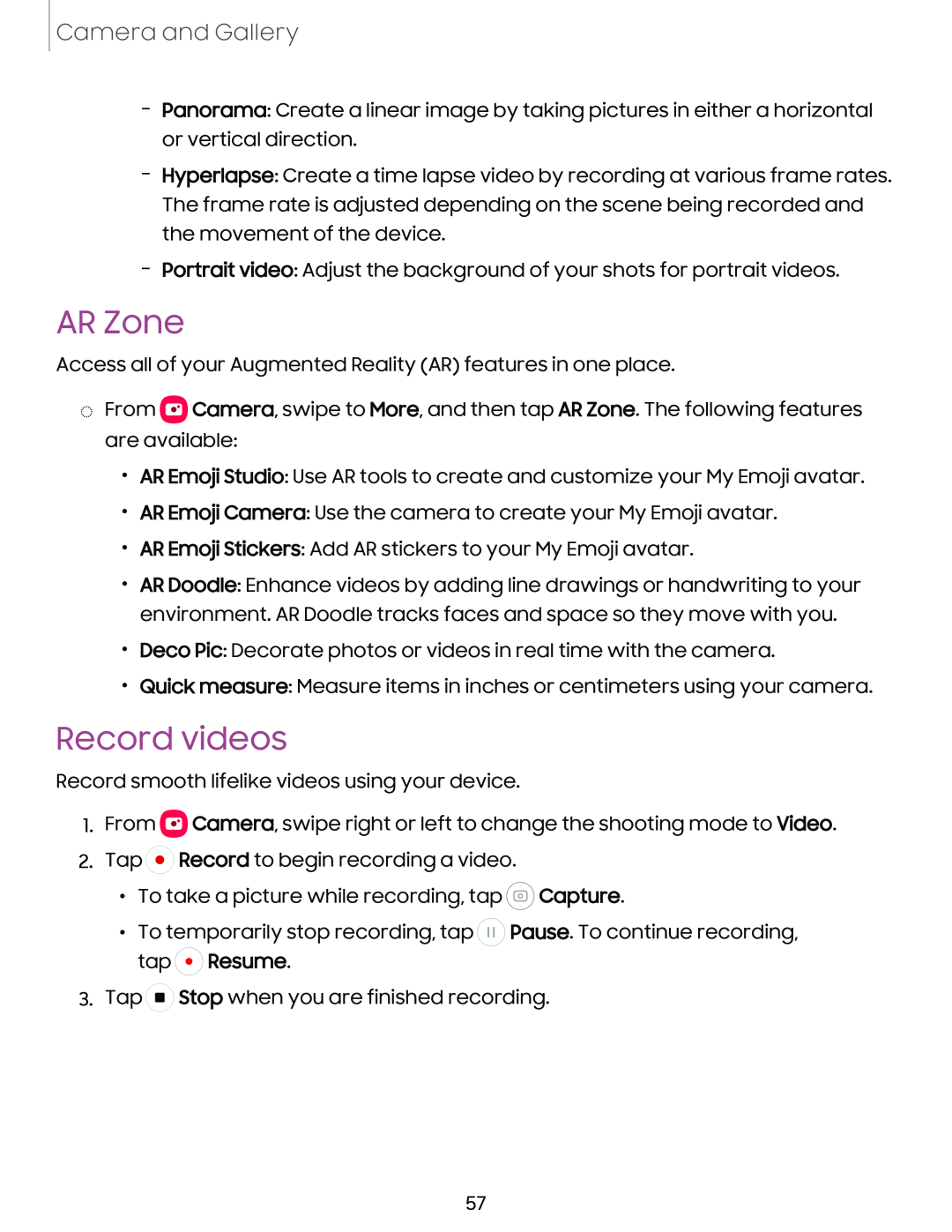 AR Zone Record videos