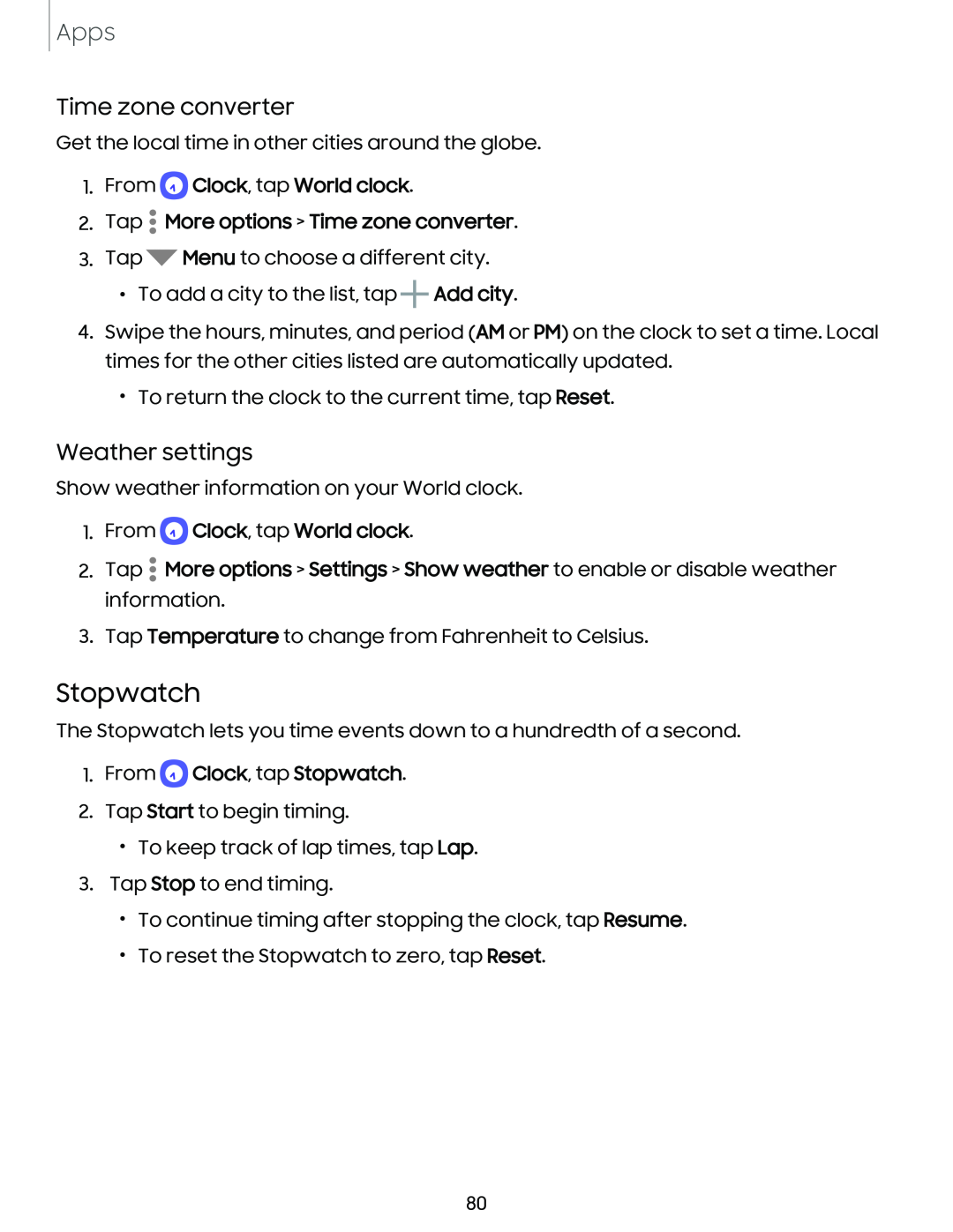 Time zone converter Weather settings