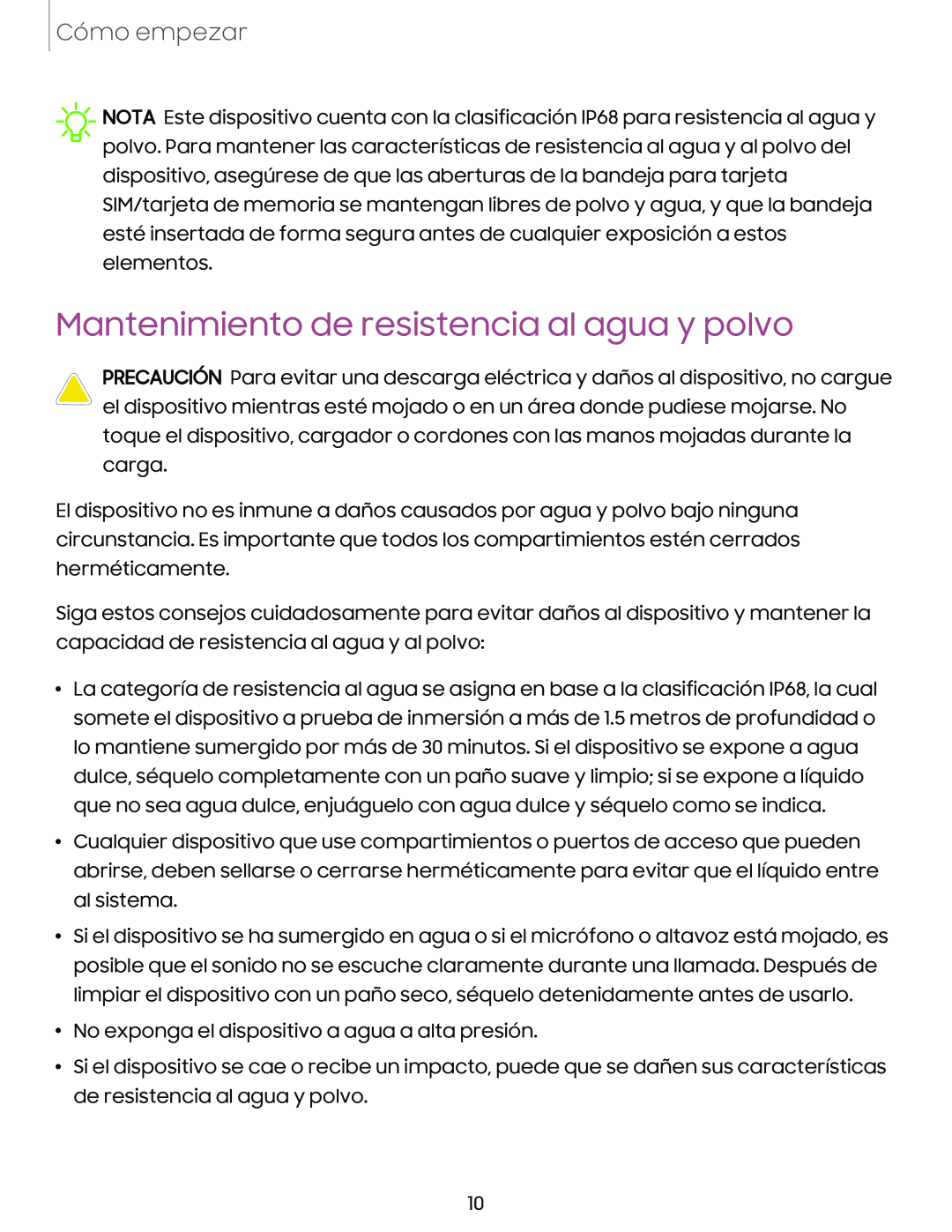 Mantenimiento de resistencia al agua y polvo Galaxy Tab S9+ Charter