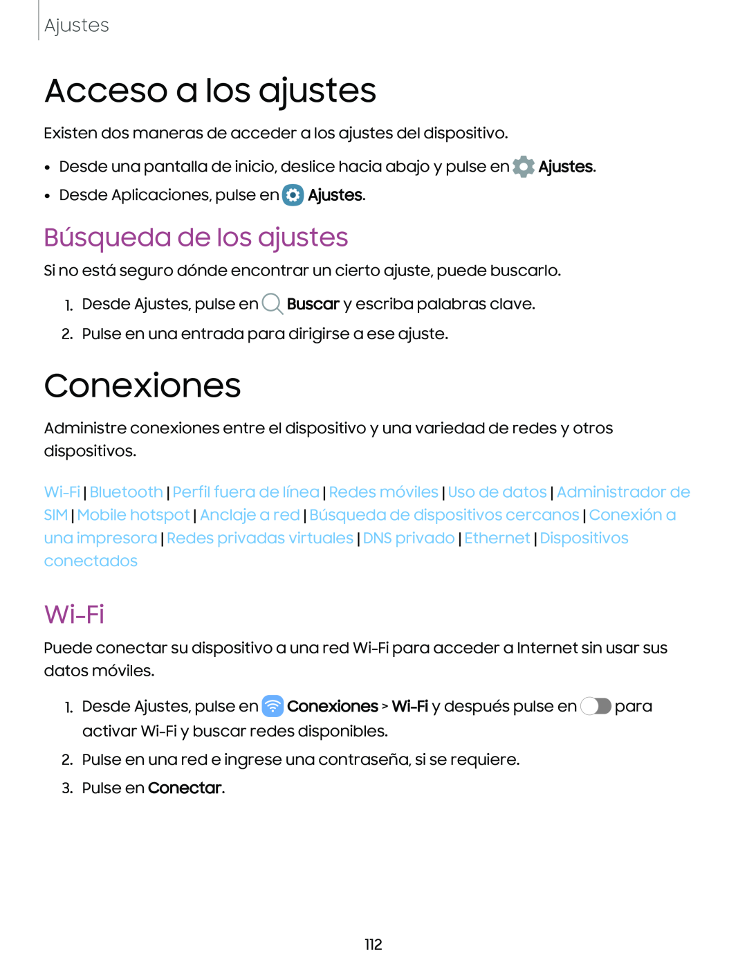 Búsqueda de los ajustes Wi-Fi