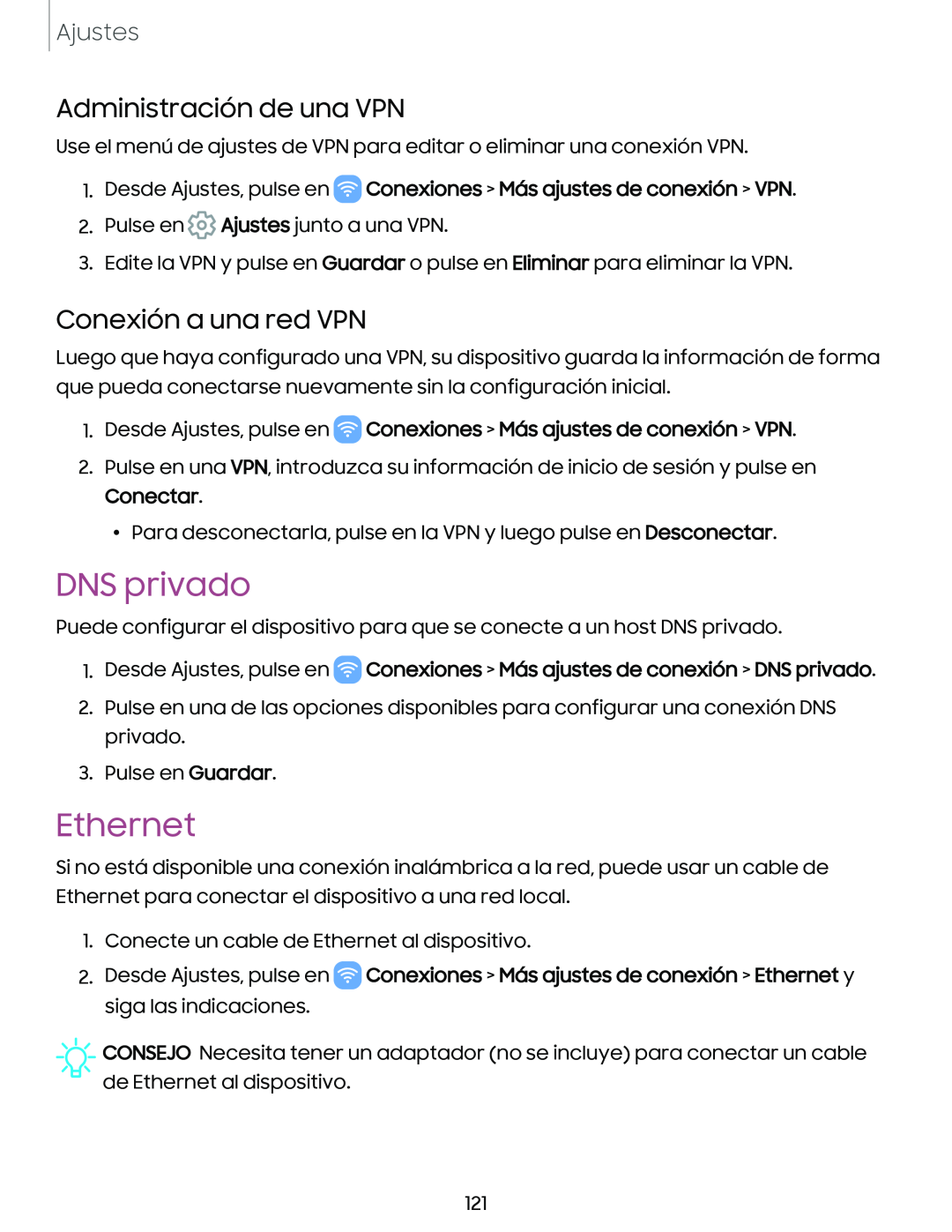 Administración de una VPN Galaxy Tab S9+ Charter