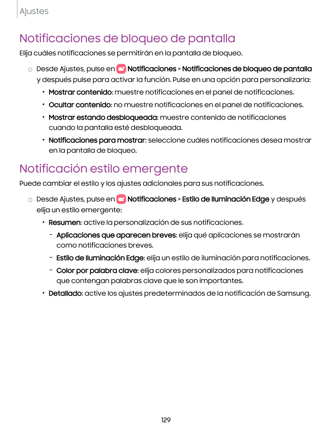 Notificaciones de bloqueo de pantalla Notificación estilo emergente