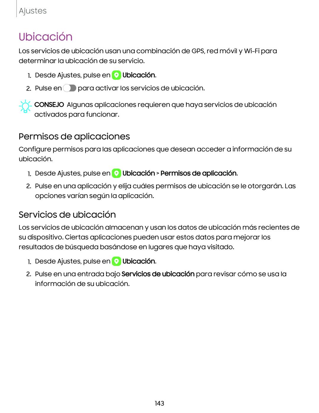 Permisos de aplicaciones Servicios de ubicación