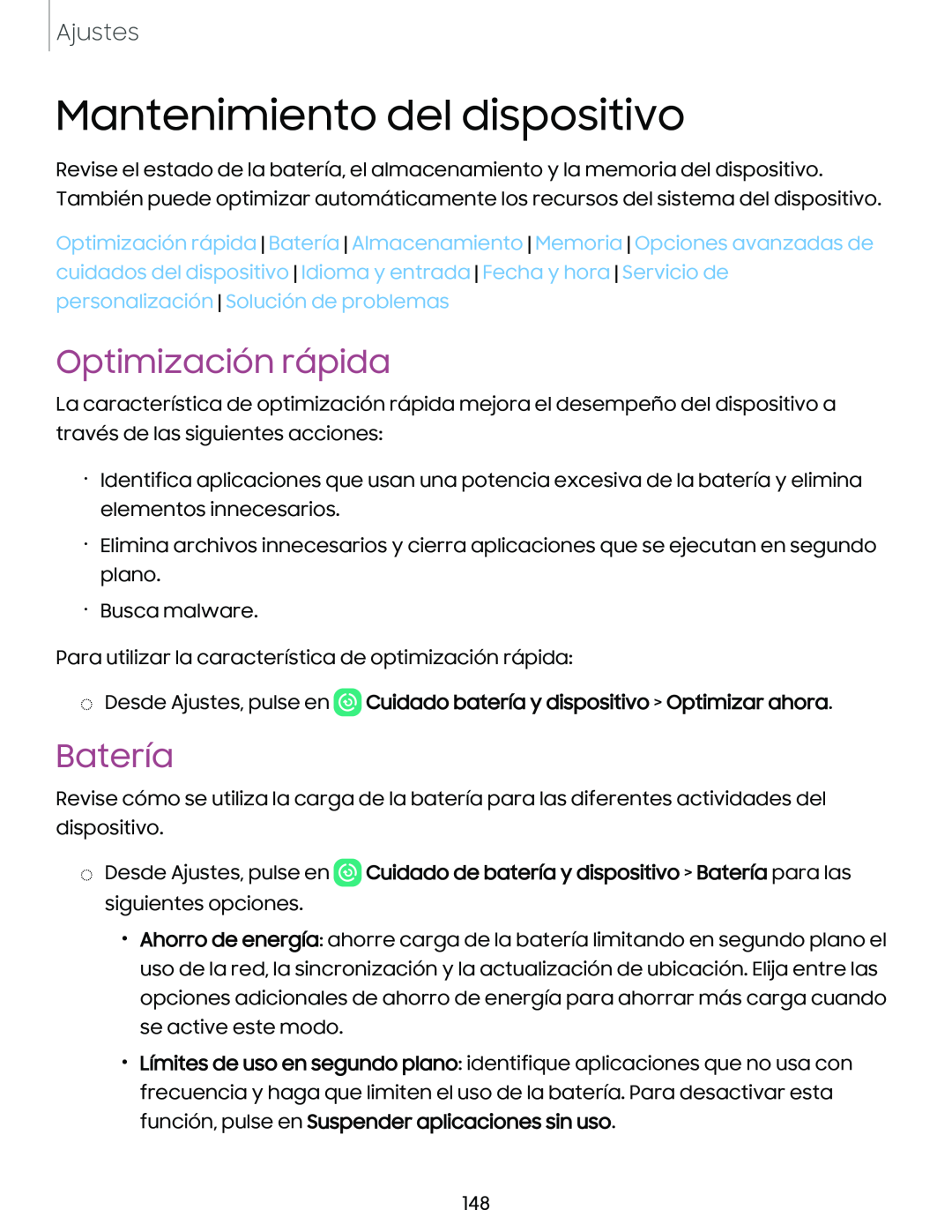 Optimización rápida Batería