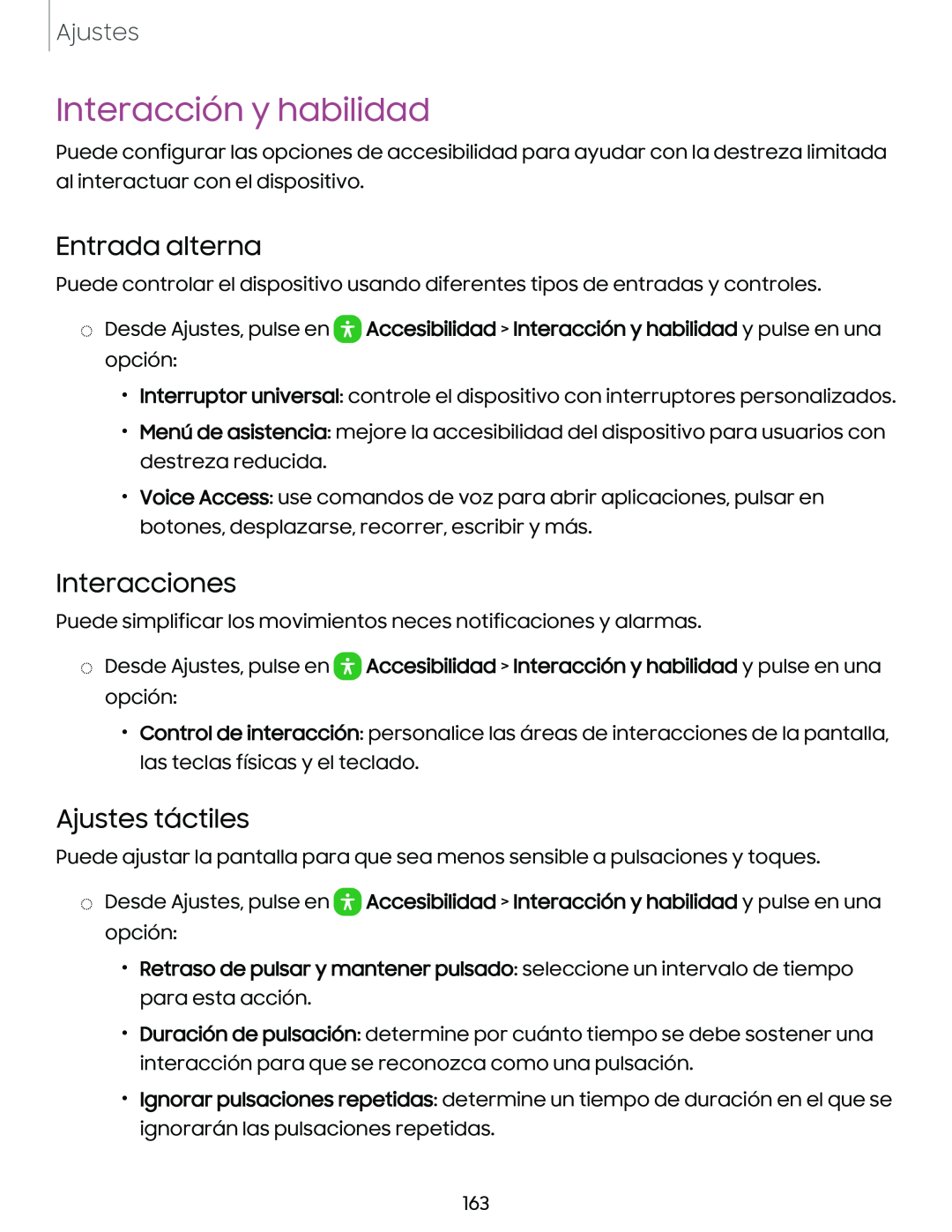 Ajustes táctiles Galaxy Tab S9+ Charter