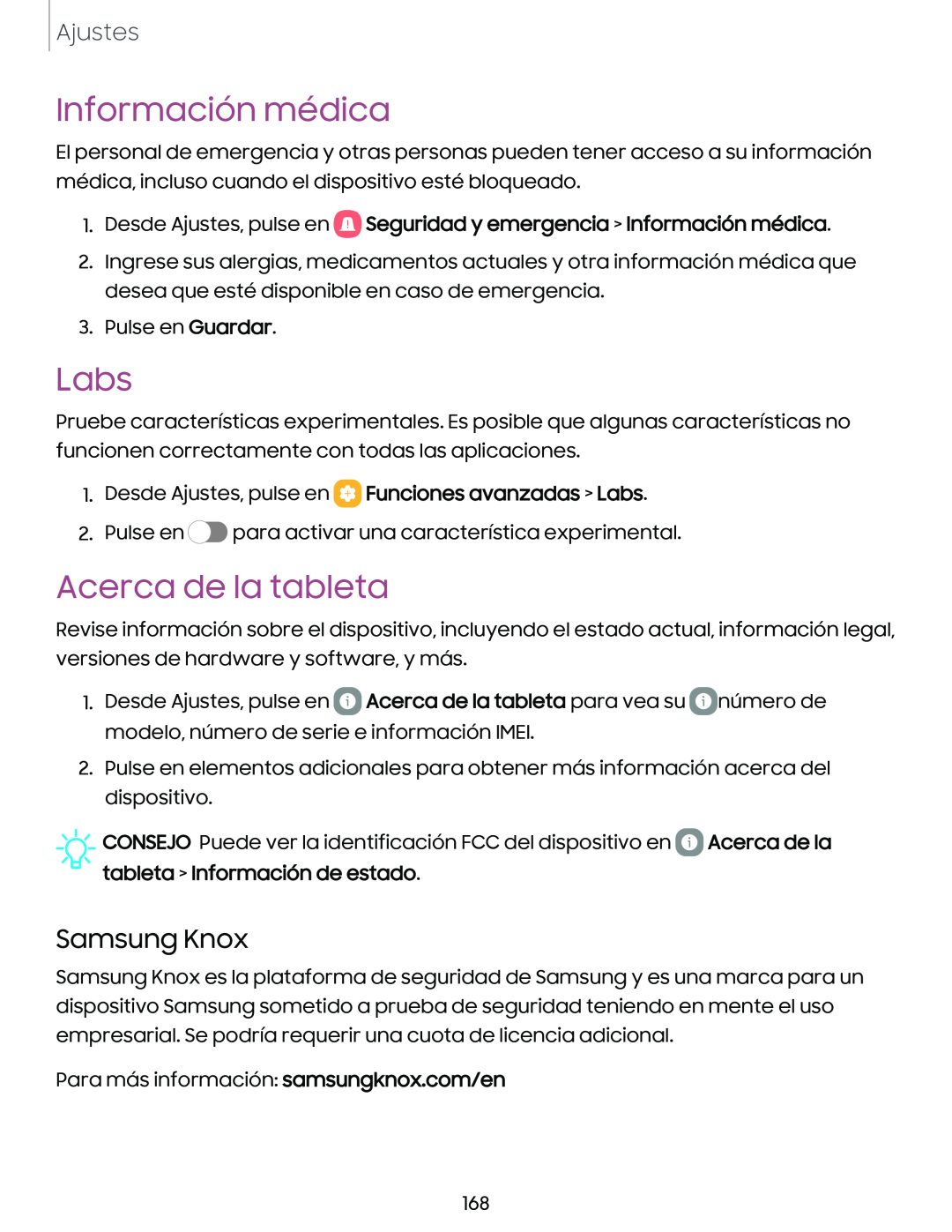 Información médica Galaxy Tab S9+ Charter