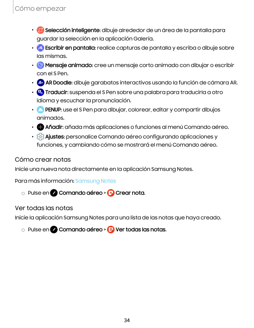 Cómo crear notas Ver todas las notas