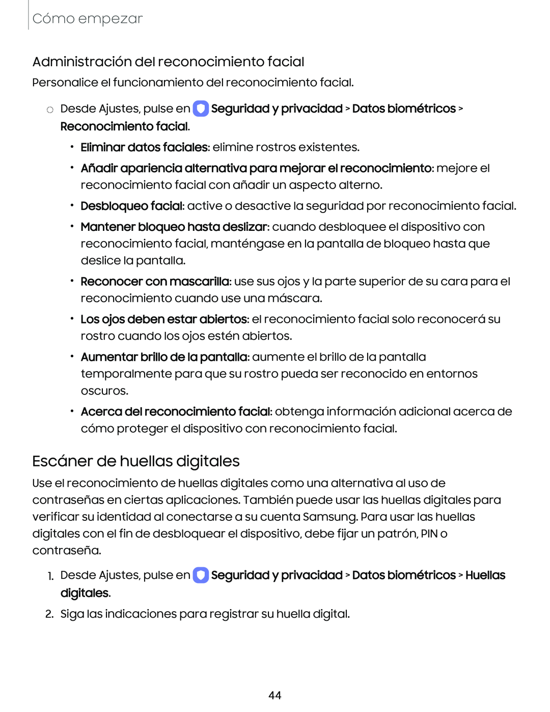 Administración del reconocimiento facial Escáner de huellas digitales