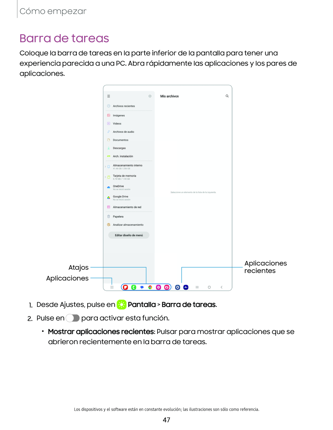 Barra de tareas Galaxy Tab S9+ Charter