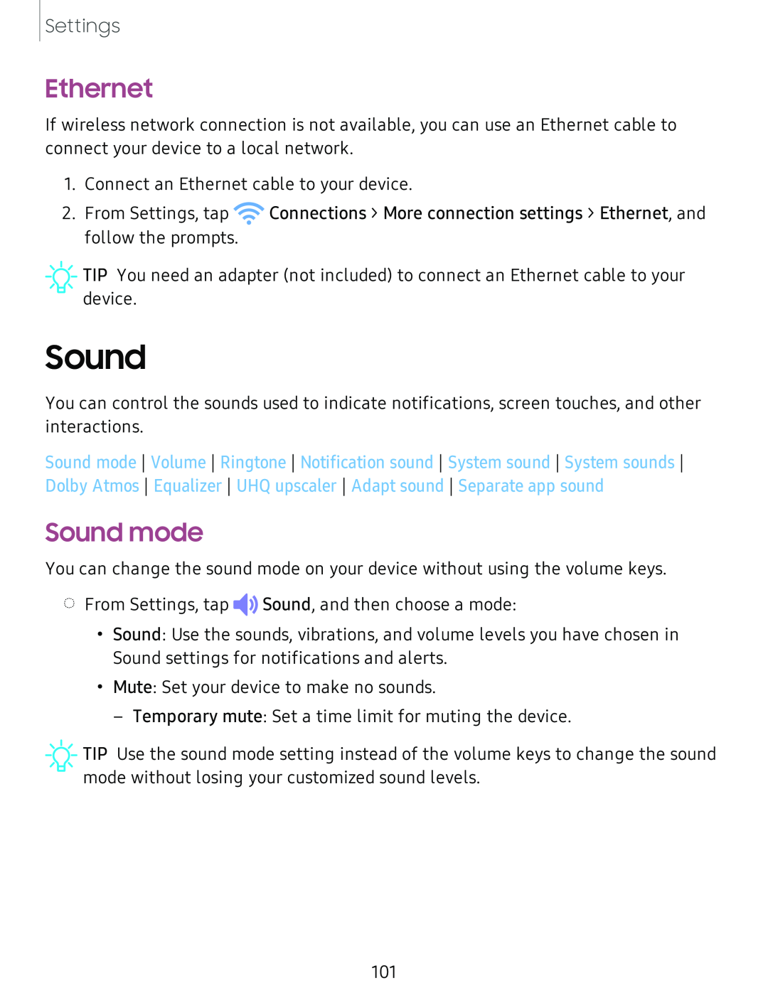 Sound mode Galaxy Tab S6 Lite 2022