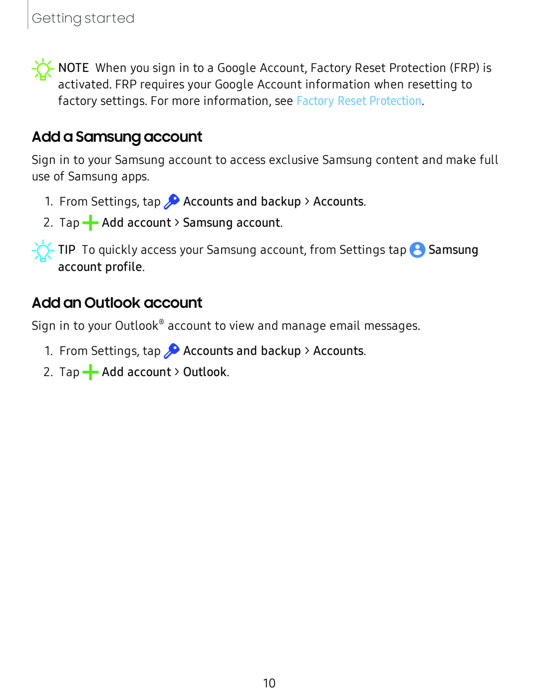 Add an Outlook account Galaxy Tab S6 Lite 2022