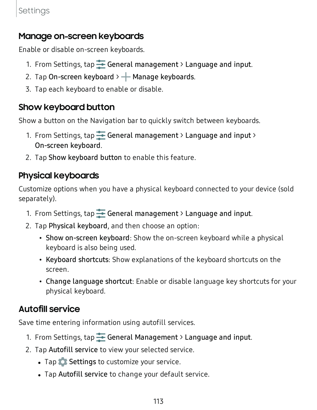 Manage on-screenkeyboards Galaxy Tab S6 Lite 2022