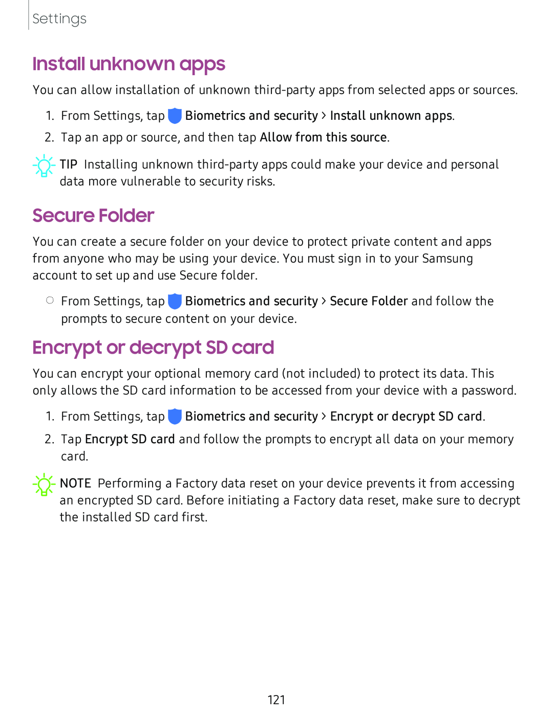 Install unknown apps Secure Folder