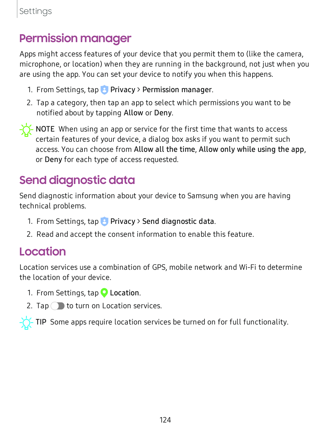 Send diagnostic data Galaxy Tab S6 Lite 2022