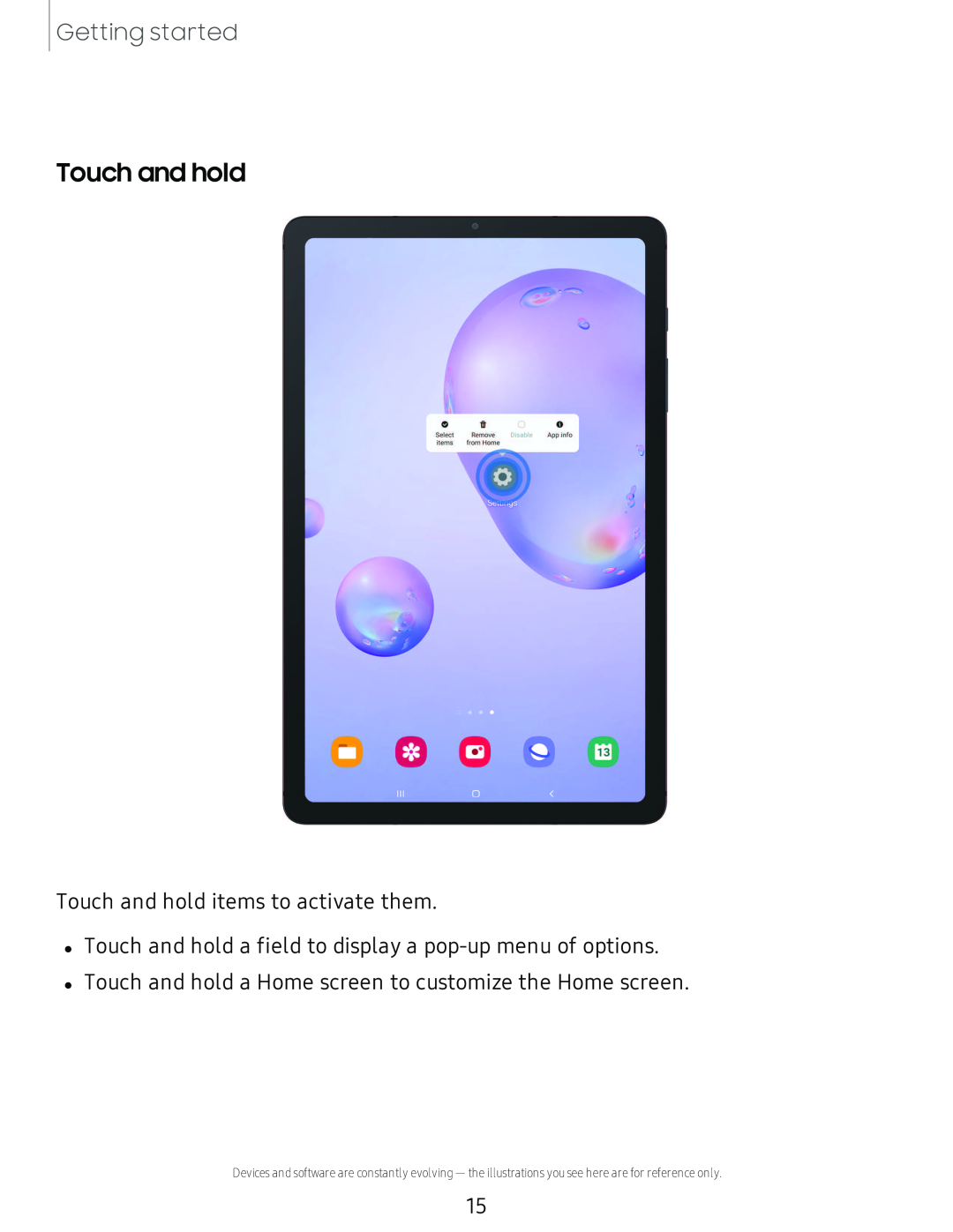 Touch and hold Galaxy Tab S6 Lite 2022