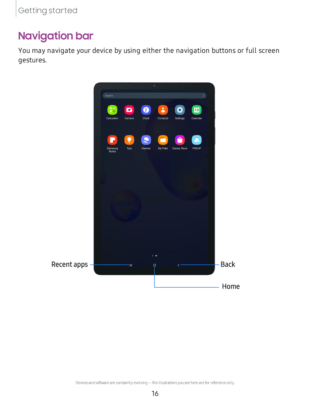 Recent apps Galaxy Tab S6 Lite 2022