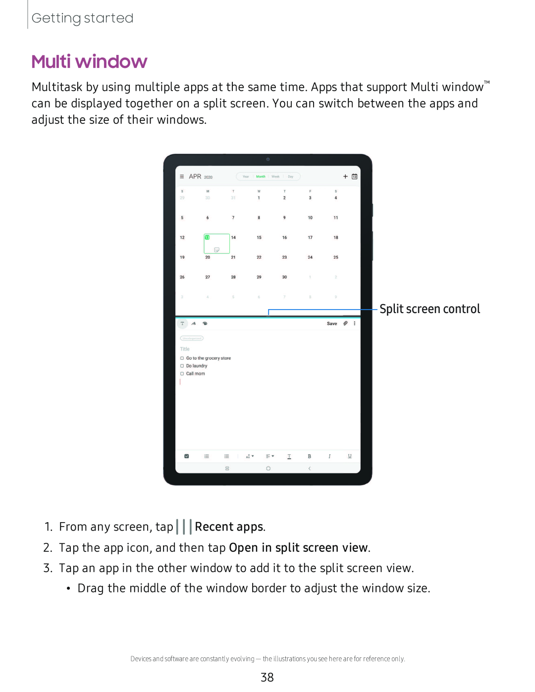 Split screen control Galaxy Tab S6 Lite 2022