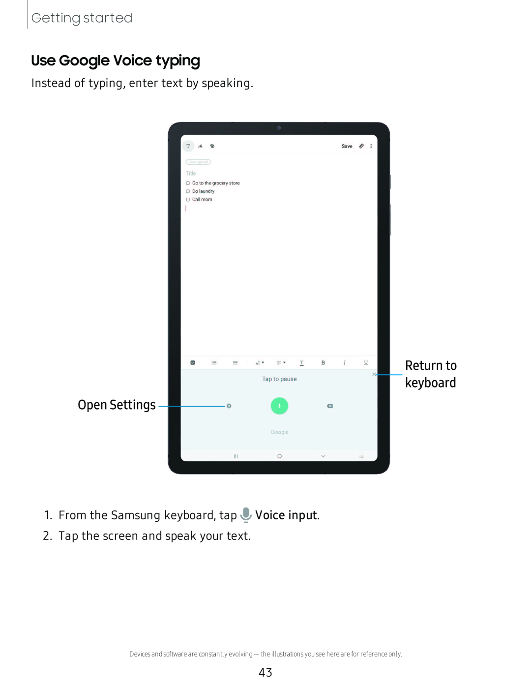 Use Google Voice typing Galaxy Tab S6 Lite 2022