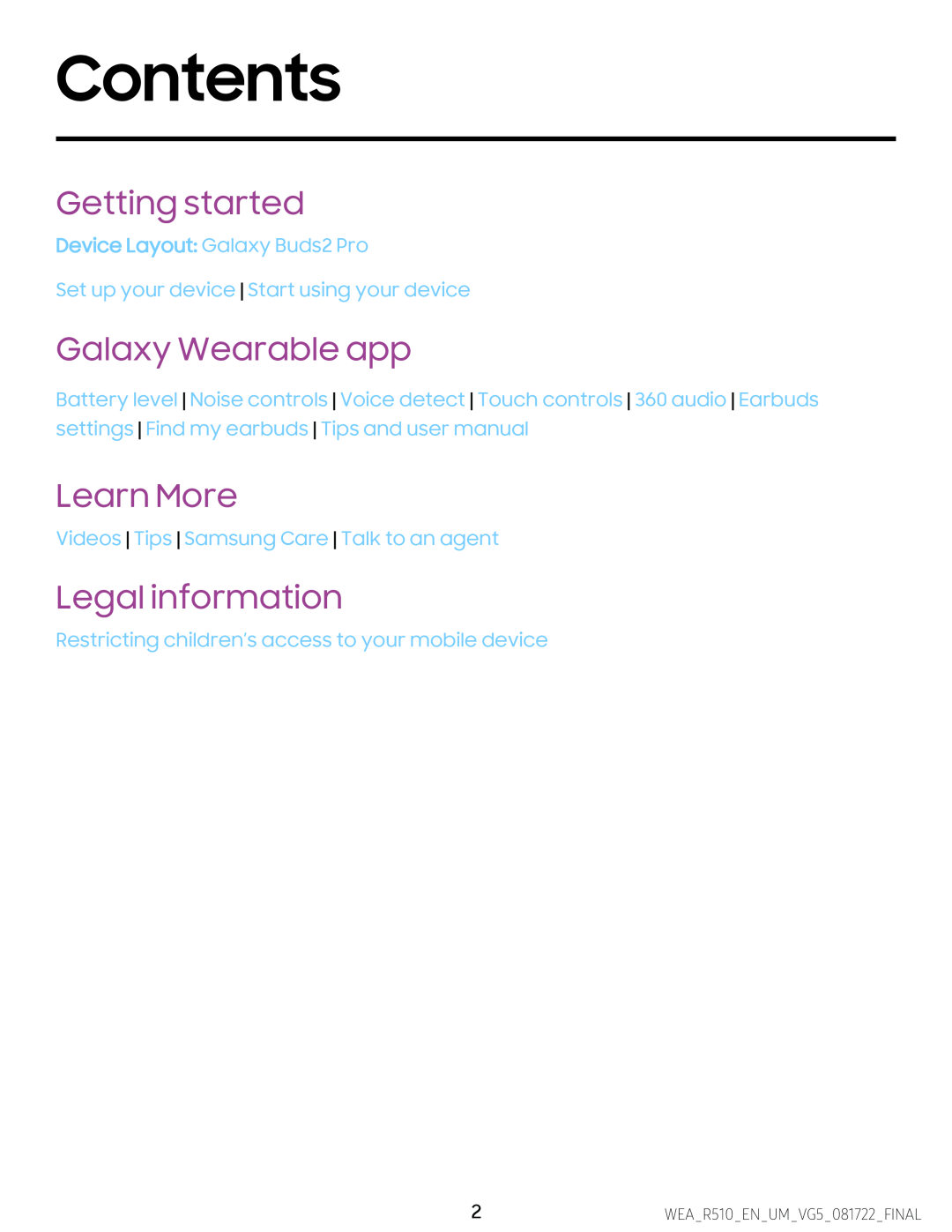 Galaxy Wearable app Galaxy Buds Galaxy Buds2 Pro