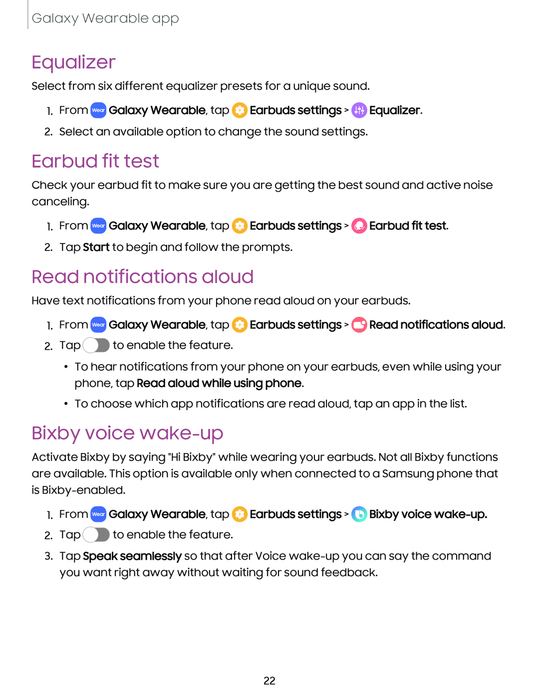 Bixby voice wake-up Galaxy Buds Galaxy Buds2 Pro