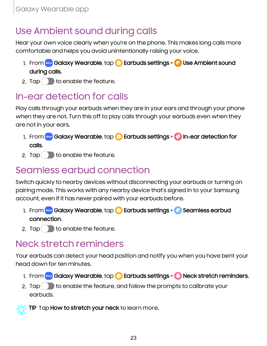 Use Ambient sound during calls In-eardetection for calls