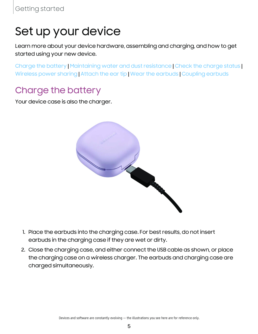 Charge the battery Galaxy Buds Galaxy Buds2 Pro