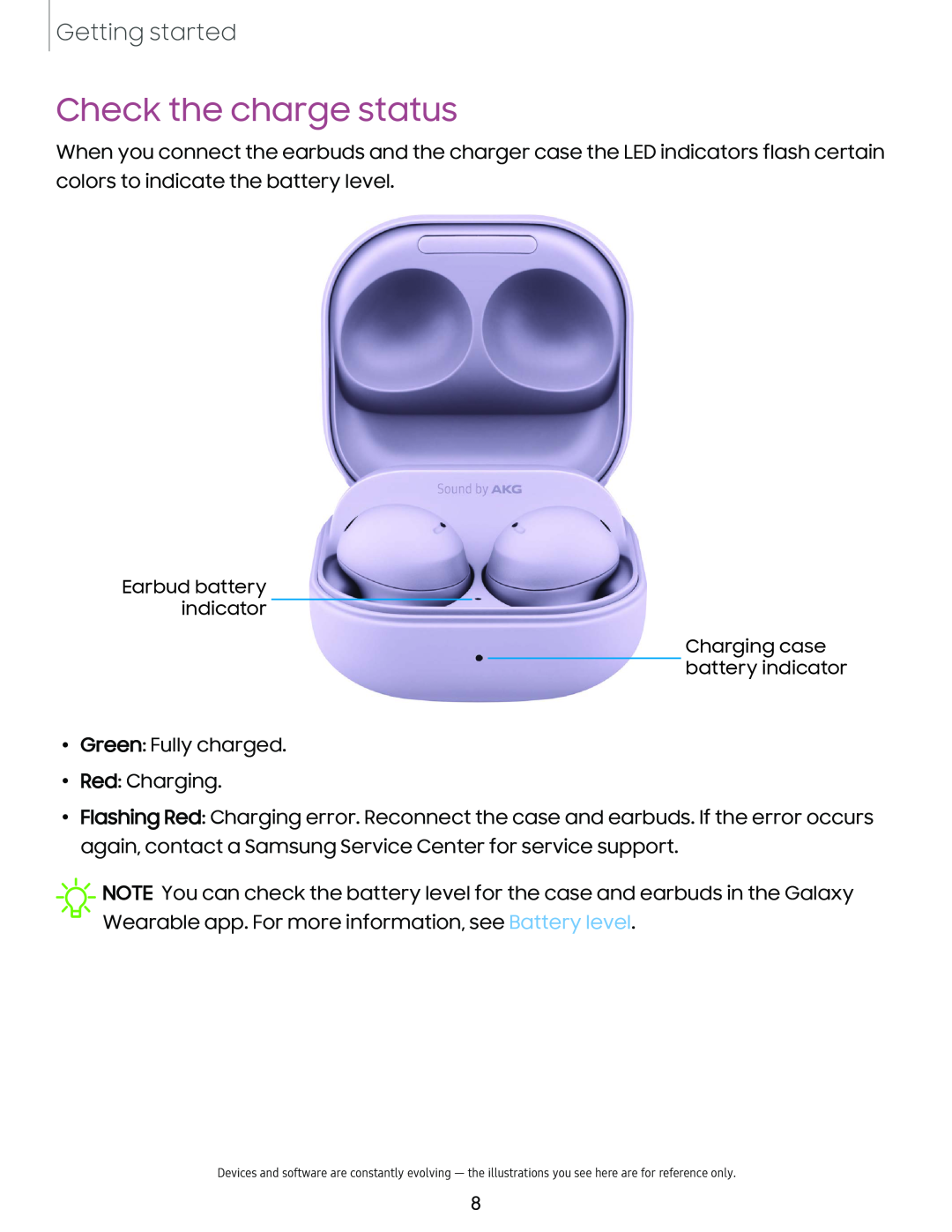 Check the charge status Galaxy Buds Galaxy Buds2 Pro