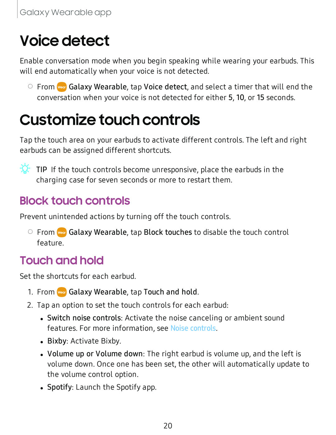 Block touch controls Galaxy Buds Galaxy Buds Pro