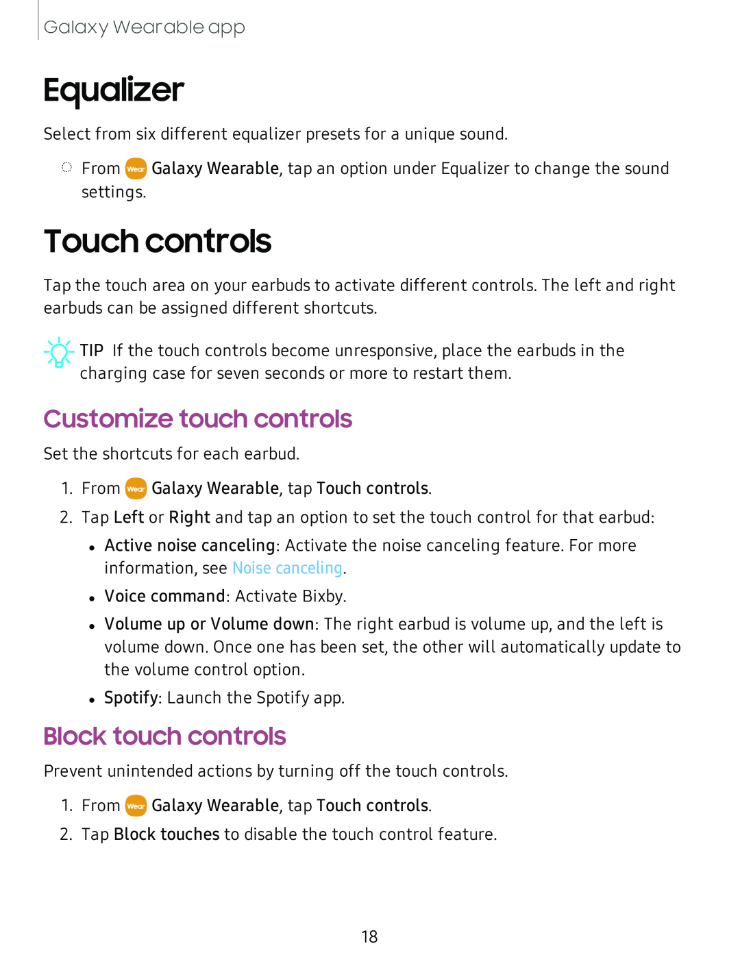 Customize touch controls Block touch controls