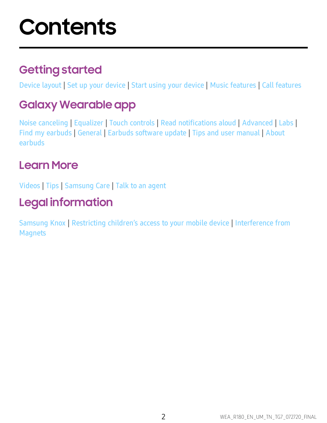 Galaxy Wearable app Galaxy Buds Galaxy Buds Live