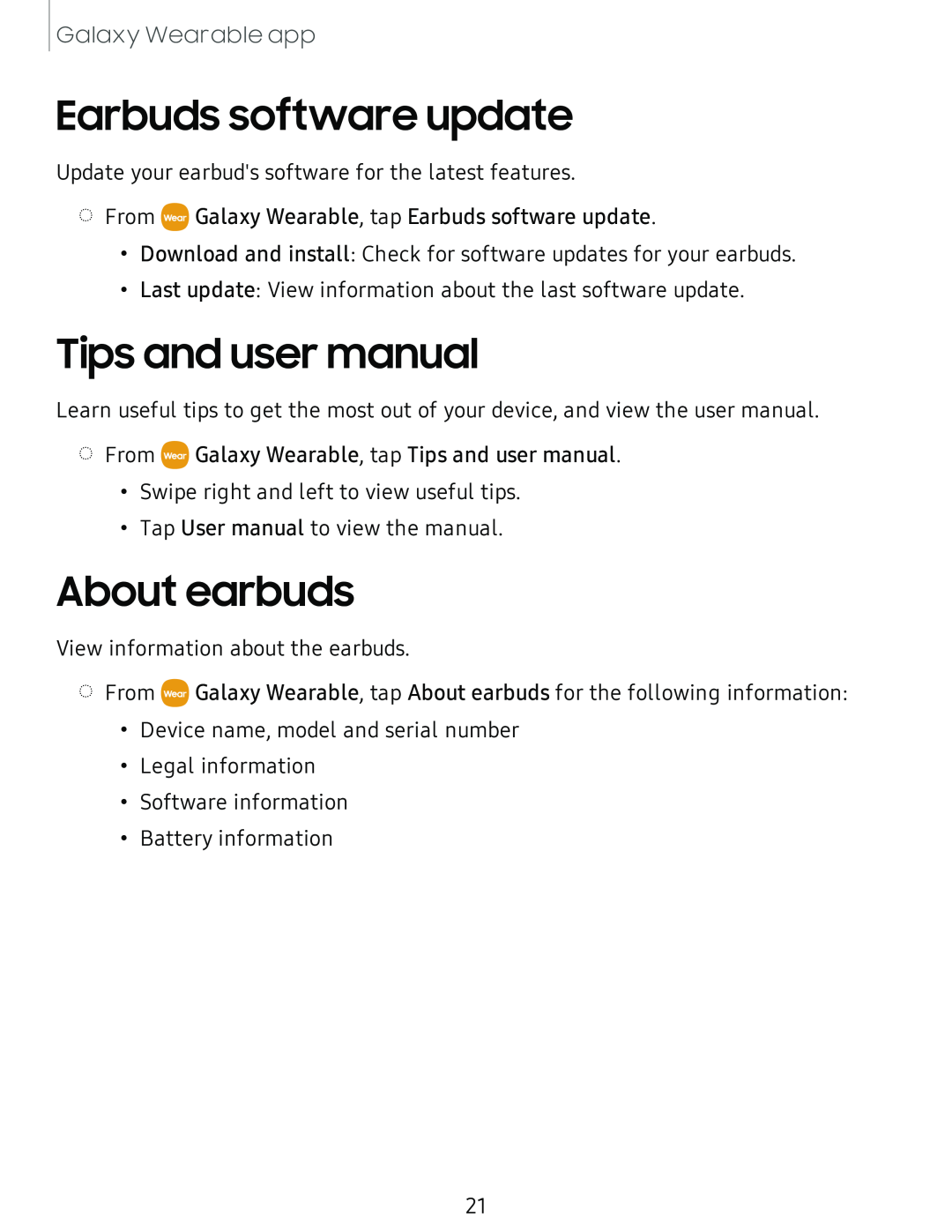 Earbuds software update Tips and user manual