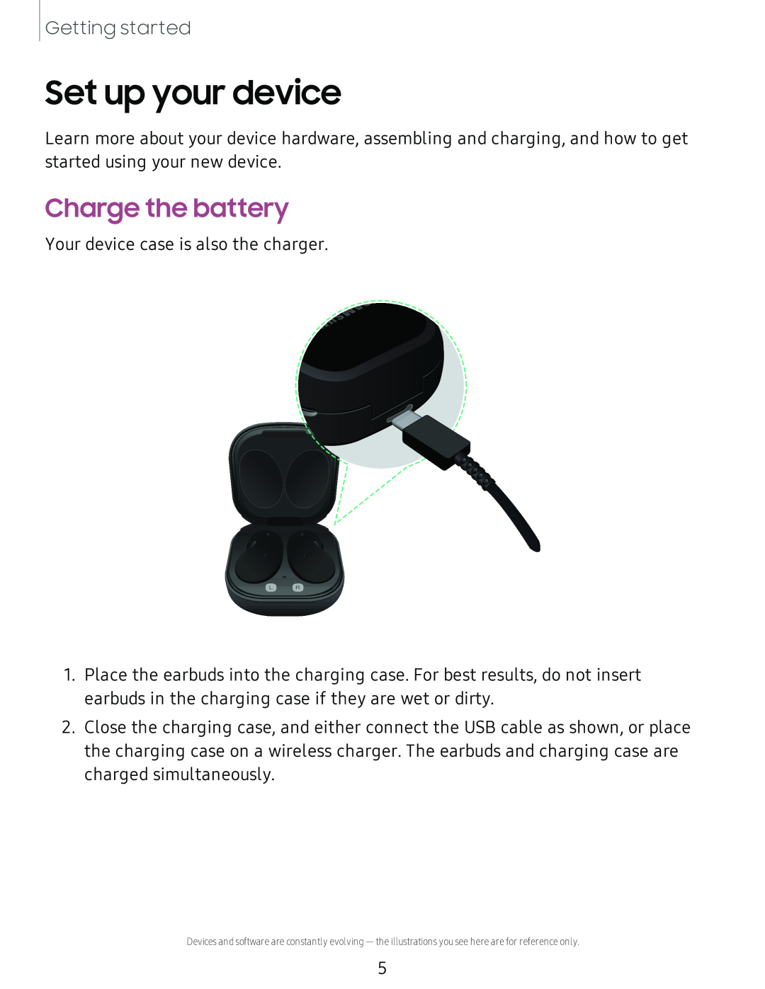 Charge the battery Galaxy Buds Galaxy Buds Live