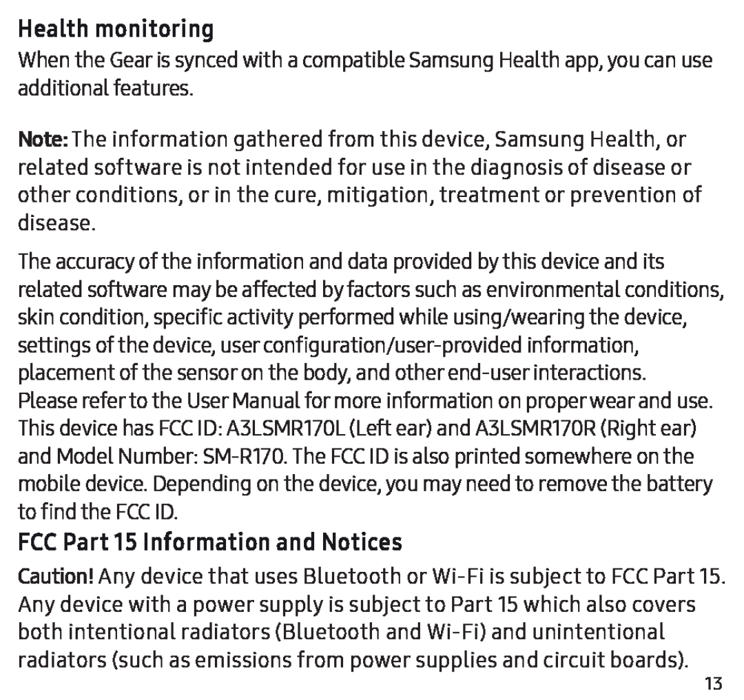 Note: Health monitoring